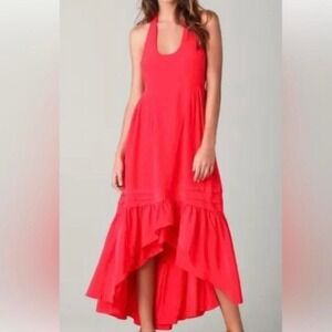 VTG JUICY COUTURE Red Halter Ruffle Maxi Dress